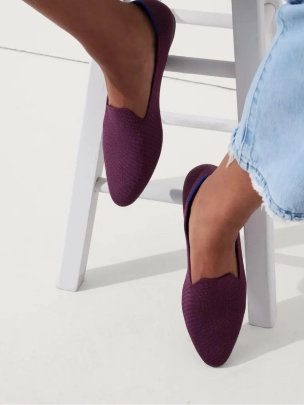 ROTHYS Almond Loafers in in Berry Lattice Stitch